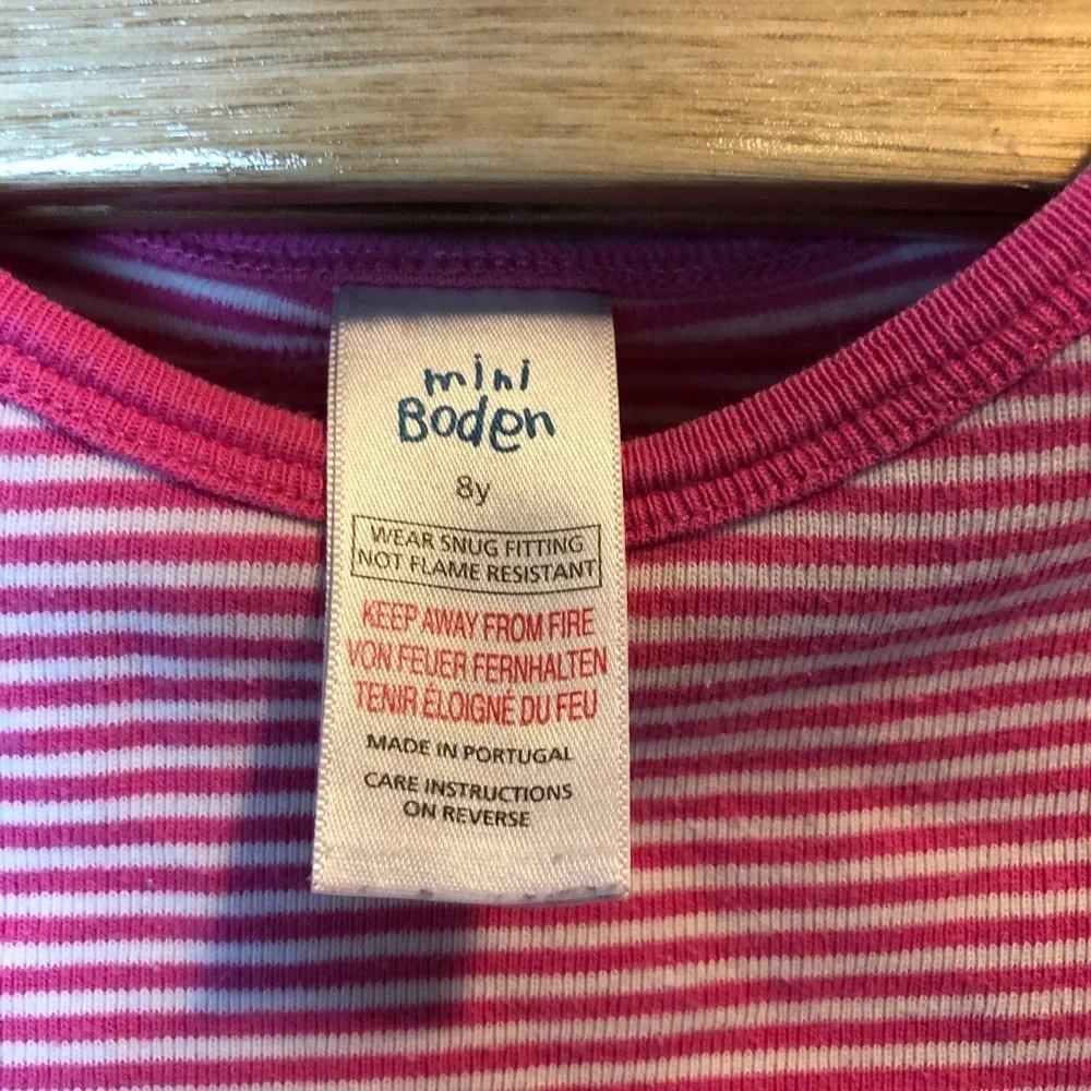 Mini Boden Girl 8y Pajama Top Long Sleeve Striped